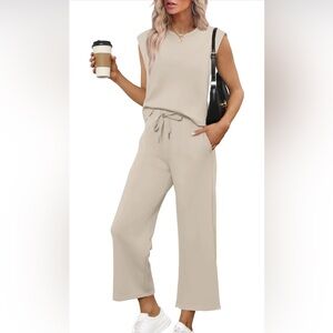 NWOT SAMPEEL Two Piece Set for Women Travel
Wide Leg Crop Pants Lounge Sets